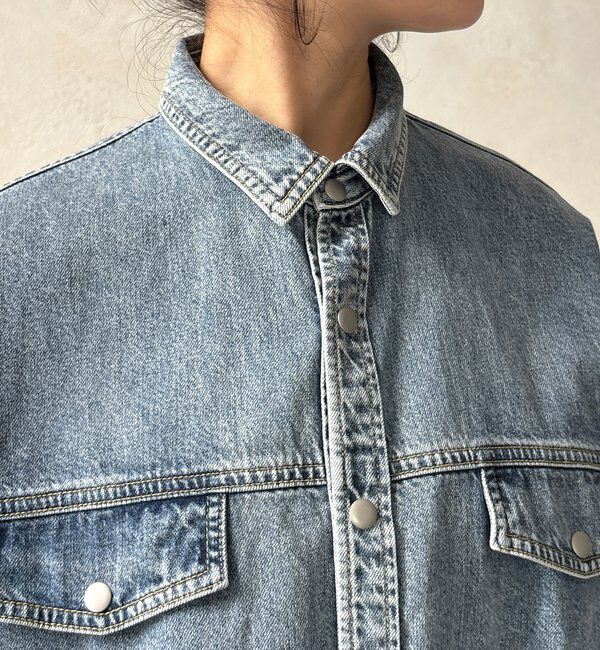  「【セットアップ可能】デニムショートシャツ」|シャツ・ブラウス|