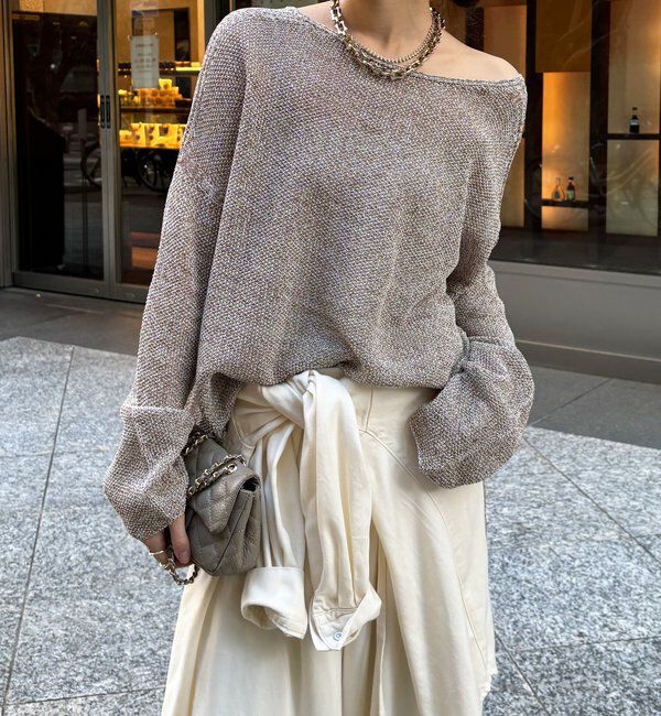  「前後2WAY鹿の子編みプルオーバー」|ニット・セーター|