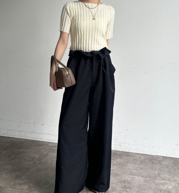  「【WEB限定】ワイドリブハーフスリーブプルオーバー」|ニット・セーター|