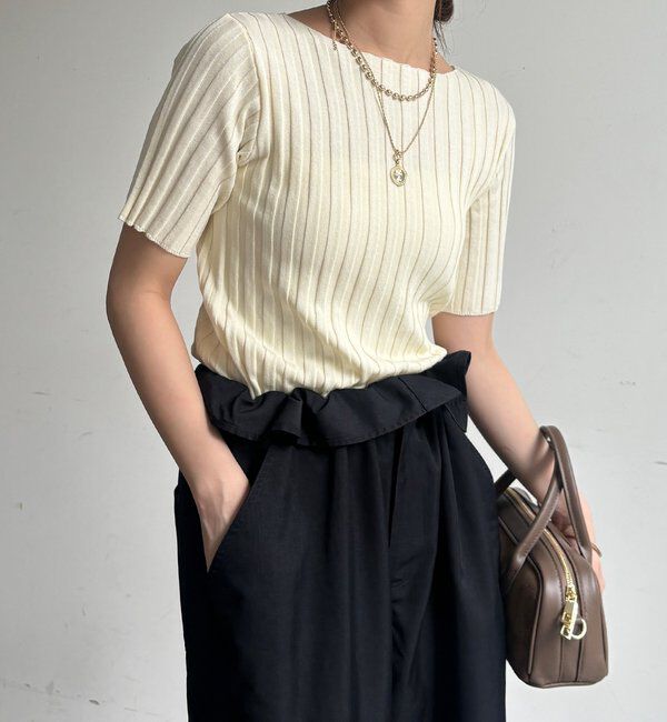  「【WEB限定】ワイドリブハーフスリーブプルオーバー」|ニット・セーター|