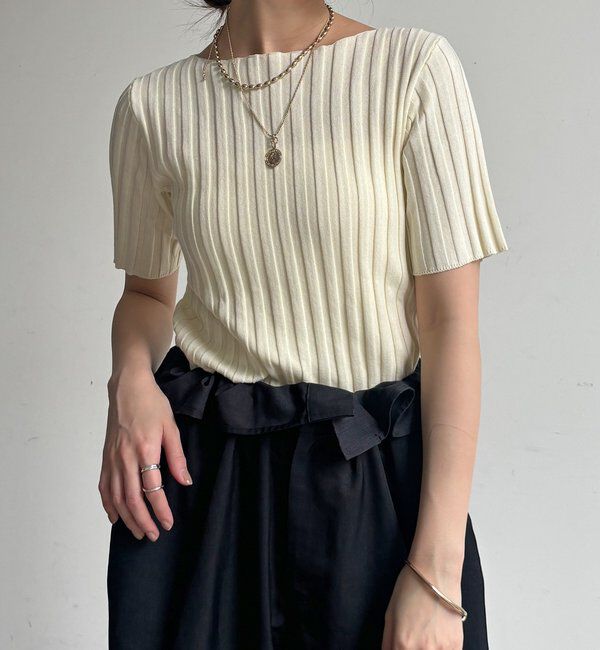  「【WEB限定】ワイドリブハーフスリーブプルオーバー」|ニット・セーター|