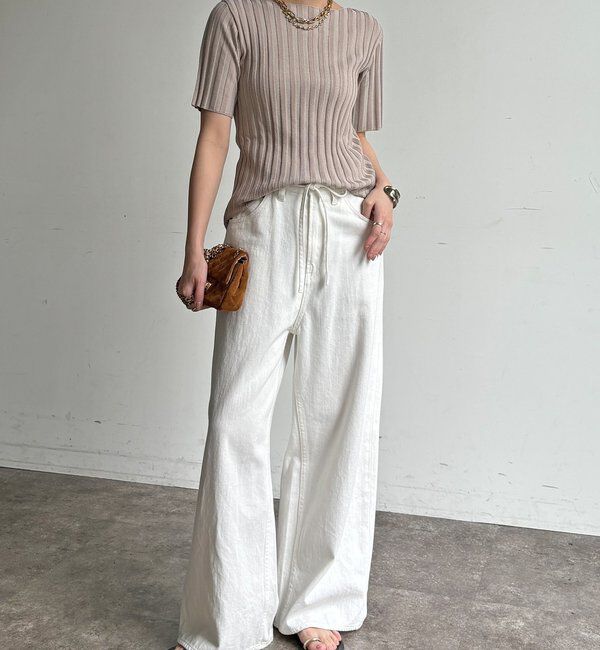  「【WEB限定】ワイドリブハーフスリーブプルオーバー」|ニット・セーター|