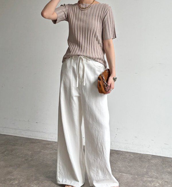  「【WEB限定】ワイドリブハーフスリーブプルオーバー」|ニット・セーター|