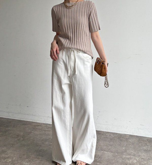  「【WEB限定】ワイドリブハーフスリーブプルオーバー」|ニット・セーター|