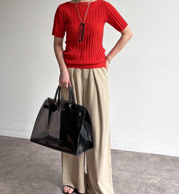  「【WEB限定】ワイドリブハーフスリーブプルオーバー」|ニット・セーター|