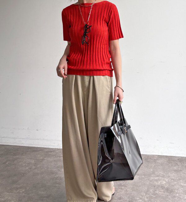  「【WEB限定】ワイドリブハーフスリーブプルオーバー」|ニット・セーター|