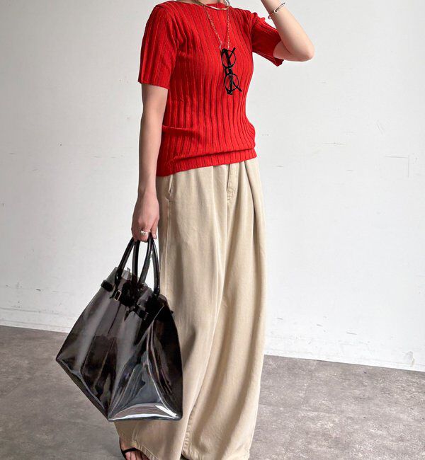  「【WEB限定】ワイドリブハーフスリーブプルオーバー」|ニット・セーター|