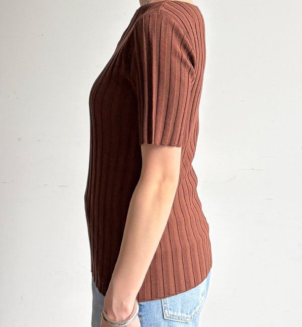  「【WEB限定】ワイドリブハーフスリーブプルオーバー」|ニット・セーター|