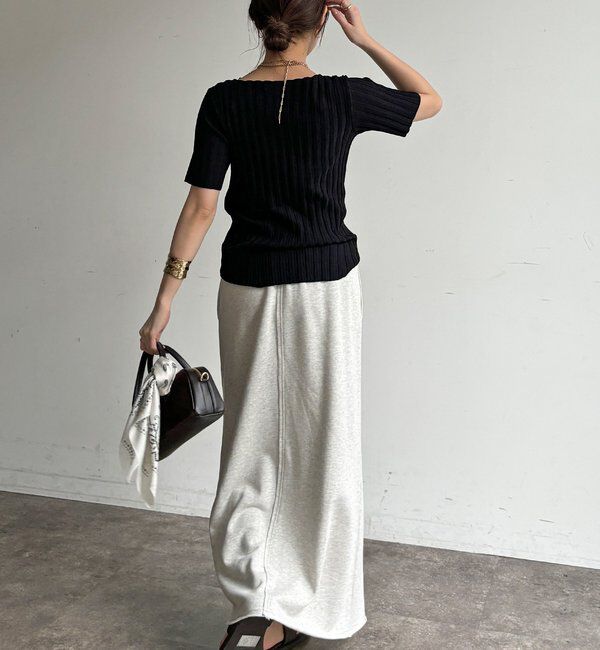  「【WEB限定】ワイドリブハーフスリーブプルオーバー」|ニット・セーター|