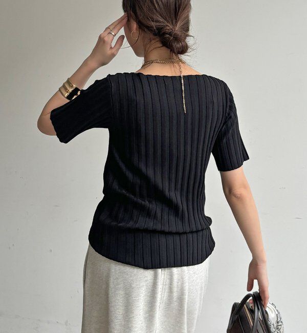  「【WEB限定】ワイドリブハーフスリーブプルオーバー」|ニット・セーター|