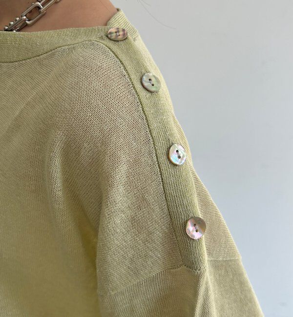  「【WEB限定】ボートネック肩ボタンワイドプルオーバー」|ニット・セーター|