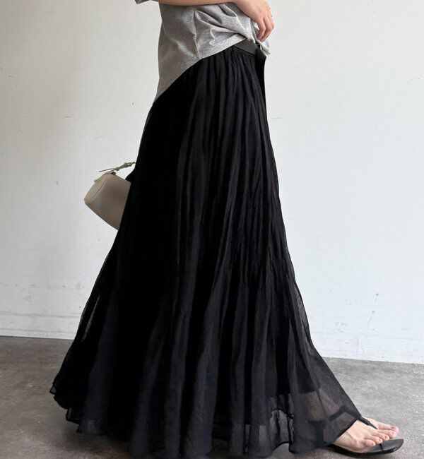  「ランダムプリーツボリュームスカート」|スカート|ブラック