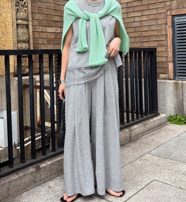  「【セットアップ可能】タックイージーワイドパンツ」|チノ|