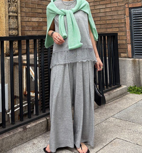  「【セットアップ可能】タックイージーワイドパンツ」|チノ|