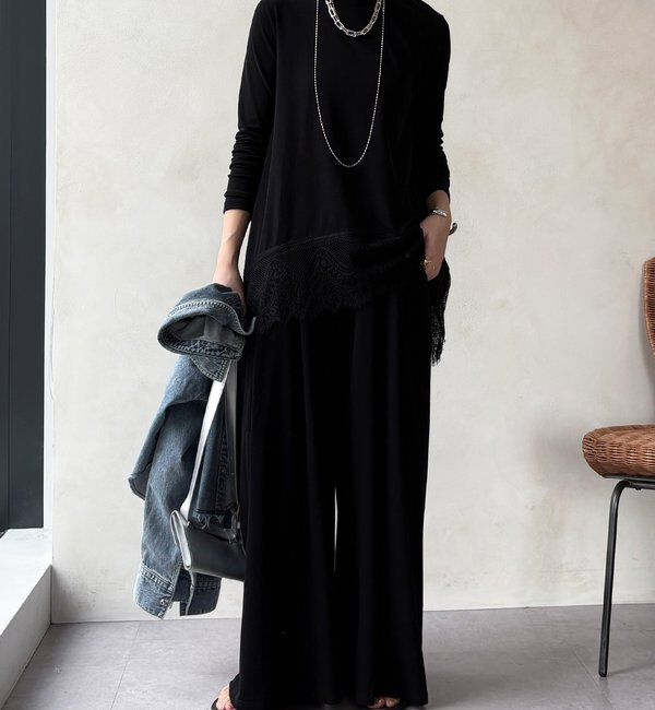  「【セットアップ可能】タックイージーワイドパンツ」|チノ|