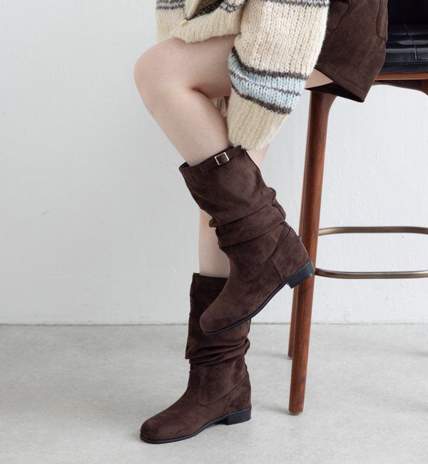  「【レザー&スエード/インソール】ルーズエンジニアブーツ」|ロングブーツ|