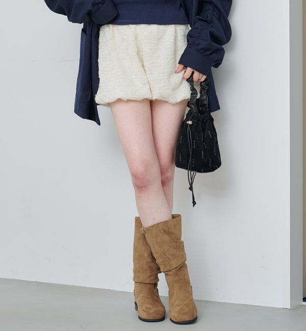  「【レザー&スエード/インソール】ルーズエンジニアブーツ」|ロングブーツ|