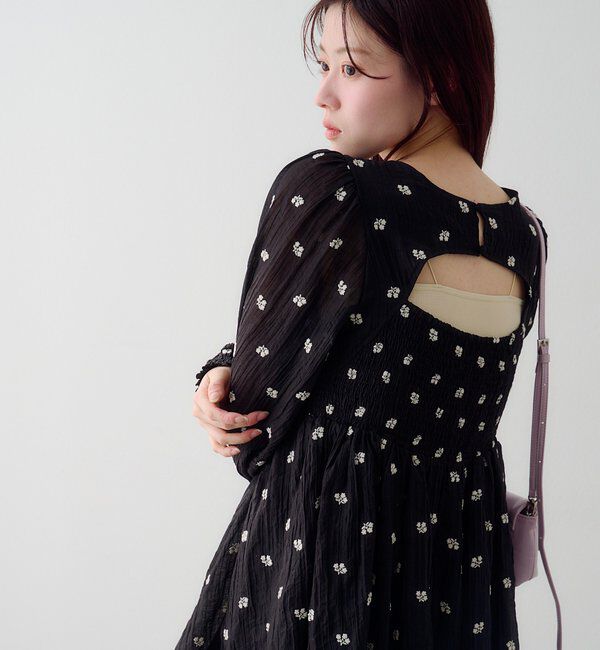  「フラワーステッチミニワンピース」|ワンピース|