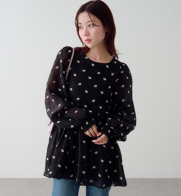  「フラワーステッチミニワンピース」|ワンピース|