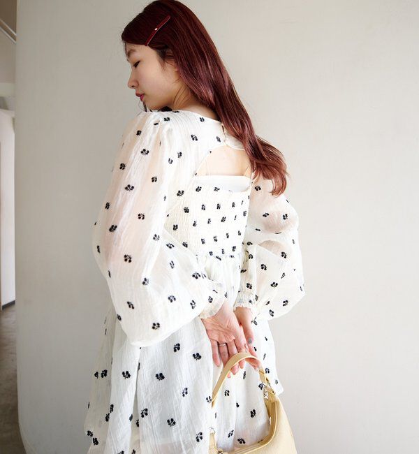  「フラワーステッチミニワンピース」|ワンピース|