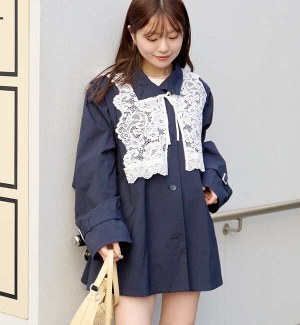  「レース付きフレアトレンチコート」|トレンチコート|