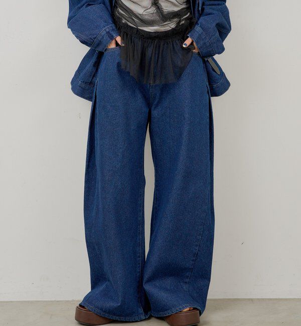  「【WHIMSIC/2サイズ展開/SETUP対応】サイドタックデニムパンツ」|デニム|インディゴブルー