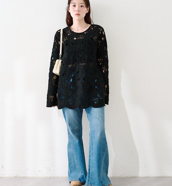  「透かしあみレースミニワンピース」|ワンピース|