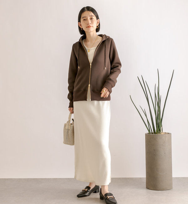  「【WEB限定/キレイめ上品】スポンジダンボールZIPパーカーカットソー」|パーカー|