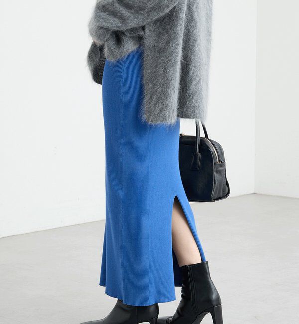  「【マイナス3kg/レビュー高評価☆】リブタイトスカート」|スカート|ブルー