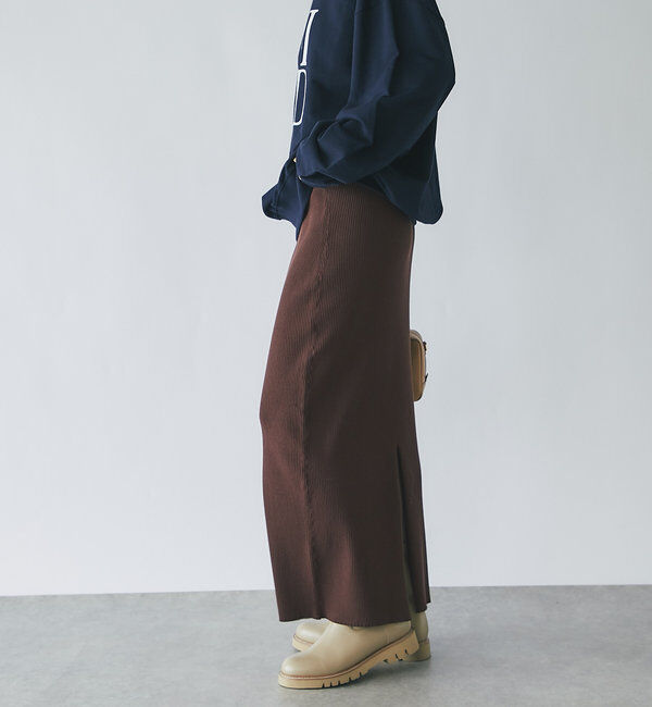  「【マイナス3kg/レビュー高評価☆】リブタイトスカート」|スカート|