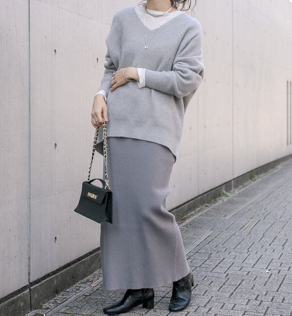  「【マイナス3kg/レビュー高評価☆】リブタイトスカート」|スカート|