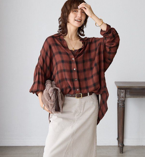 「ウォッシュドチェックワイドシャツ」|シャツ・ブラウス|