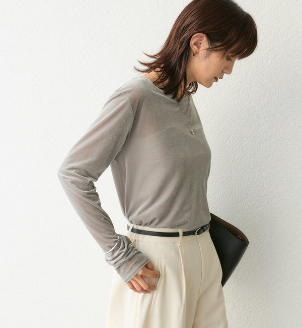  「【1枚でも様になる】シアーベロアロンT」|Tシャツ・カットソー|