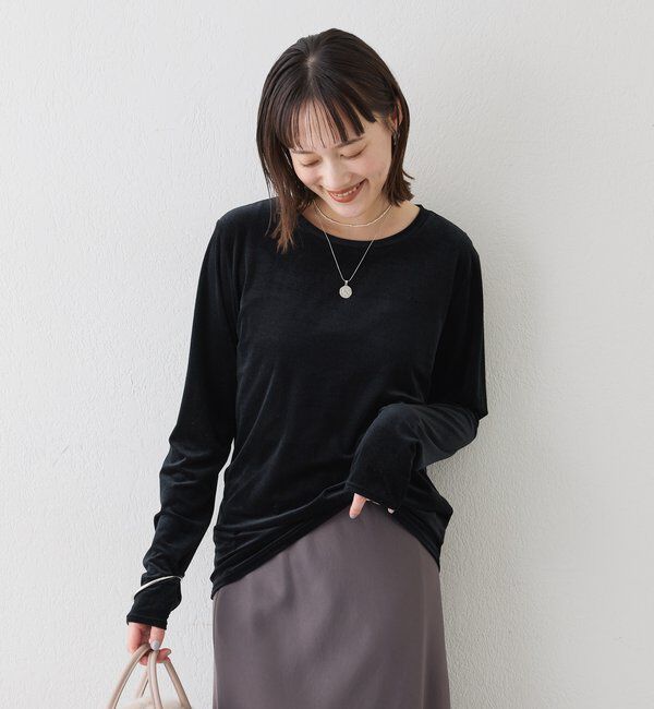  「【1枚でも様になる】シアーベロアロンT」|Tシャツ・カットソー|