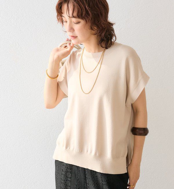  「【接触冷感】クールタッチショルダーニット」|ニット・セーター|ベージュ