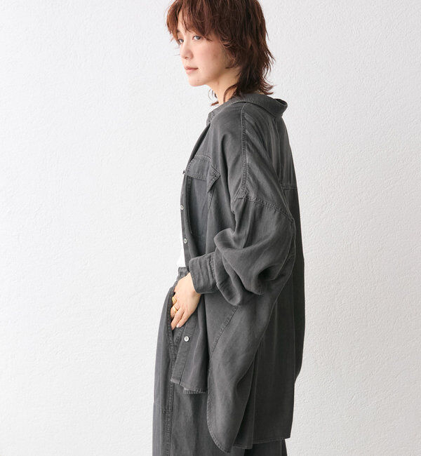  「【セットアップ可/真夏も快適！】ドレーピーデニムシャツ」|シャツ・ブラウス|