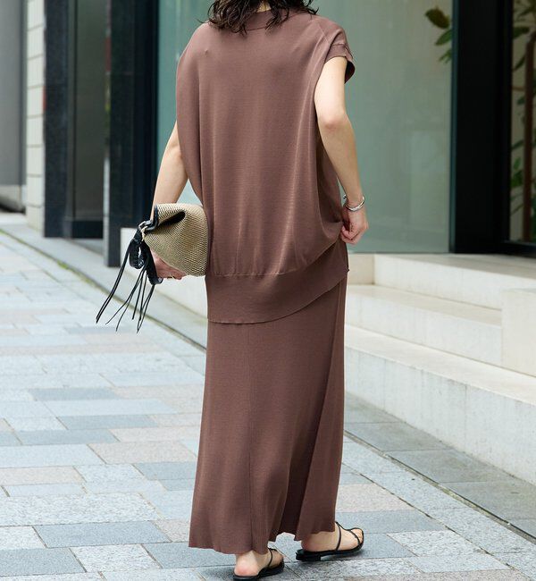  「【ひんやりタッチ・セットアップ対応可】レーヨン混バックテールニット」|ニット・セーター|