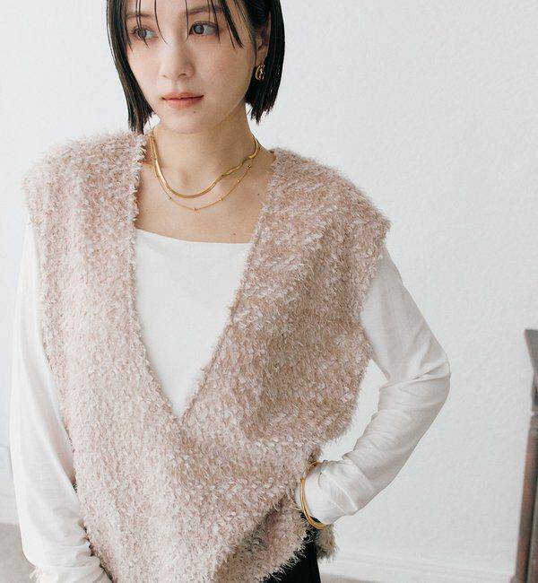  「【新色追加/着映え】フェザーチュールベスト」|ベスト・ジレ|