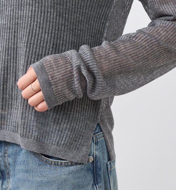  「【抜け感◎】シアーUネックニット」|ニット・セーター|