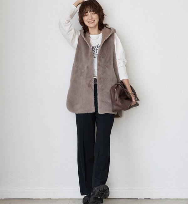  「【シーズンムード高まる】エコファーフードジレ」|ベスト・ジレ|