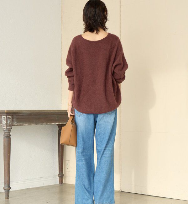  「【抜け感シルエット】ヘアリーウール片畦Vネックニット」|ニット・セーター|