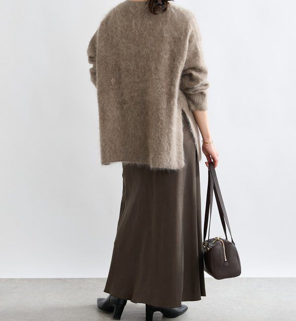  「【ヘアリーな質感】起毛ウールサイドスリットニット」|ニット・セーター|