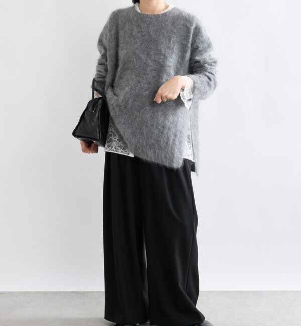 「【ヘアリーな質感】起毛ウールサイドスリットニット」|ニット・セーター|