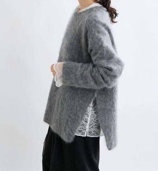  「【ヘアリーな質感】起毛ウールサイドスリットニット」|ニット・セーター|