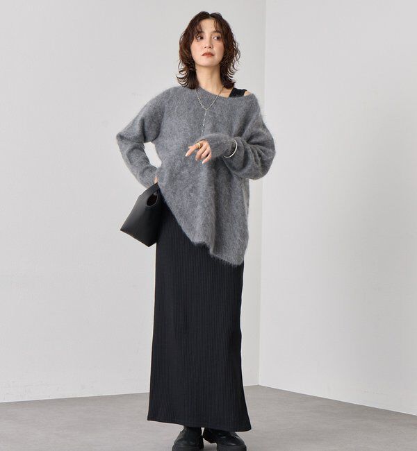  「【ヘアリーな質感】起毛ウールサイドスリットニット」|ニット・セーター|