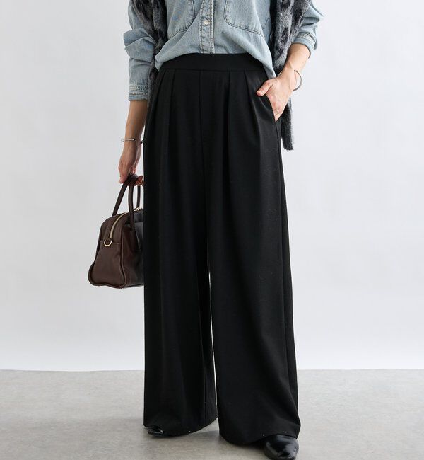  「【最高気温5度の寒い日に！/すっきり見え】ウォームタックワイドスラックス」|チノ|