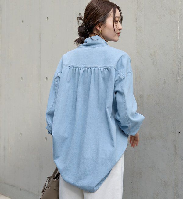  「【新色追加/抜け感】デニムボウタイシャツ」|シャツ・ブラウス|