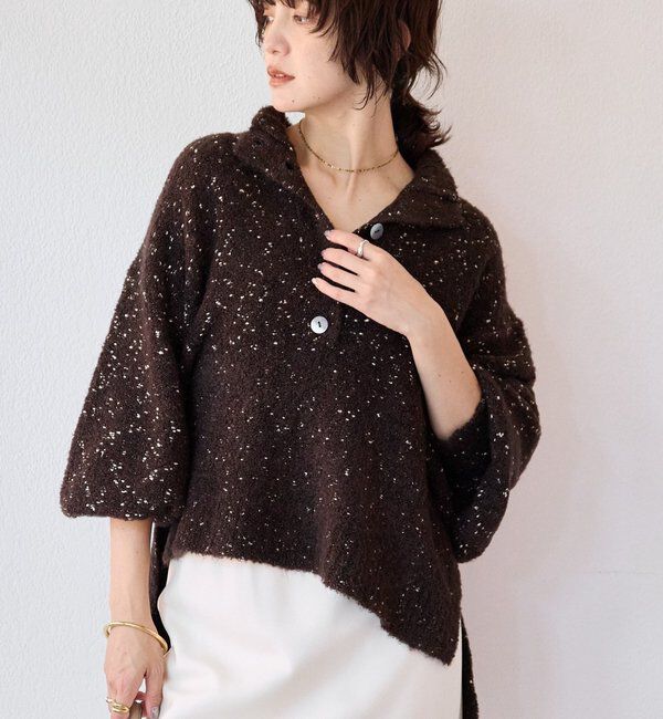  「【キャッチーな編地】ラメノット2wayタートル」|ニット・セーター|ブラウン