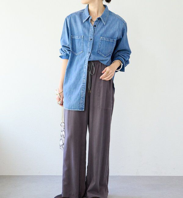  「【RIMH（リムエイチ）】ショルダーパッドロングシャツ」|シャツ・ブラウス|