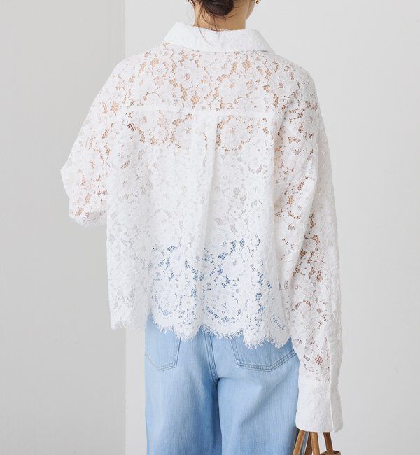  「【女性らしい抜け感】レースクロップドシャツ」|シャツ・ブラウス|